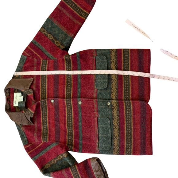 Vintage 90’s Wool Blanket Barn Eddie Bauer Jacket Women’s S Cottage Prairie Art - Picture 11 of 12